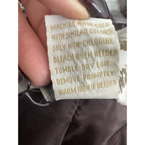 Vintage Y2K Fusion Denim Medium Mocha Brown Plaid Bomber Jacket Grunge Academia - Picture 5 of 8